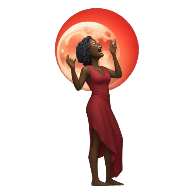 Woman howling to red moon sticker