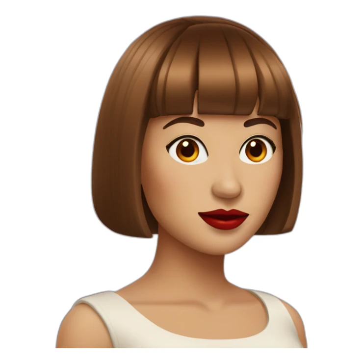 Famous woman with brown bangs and red lips sticker