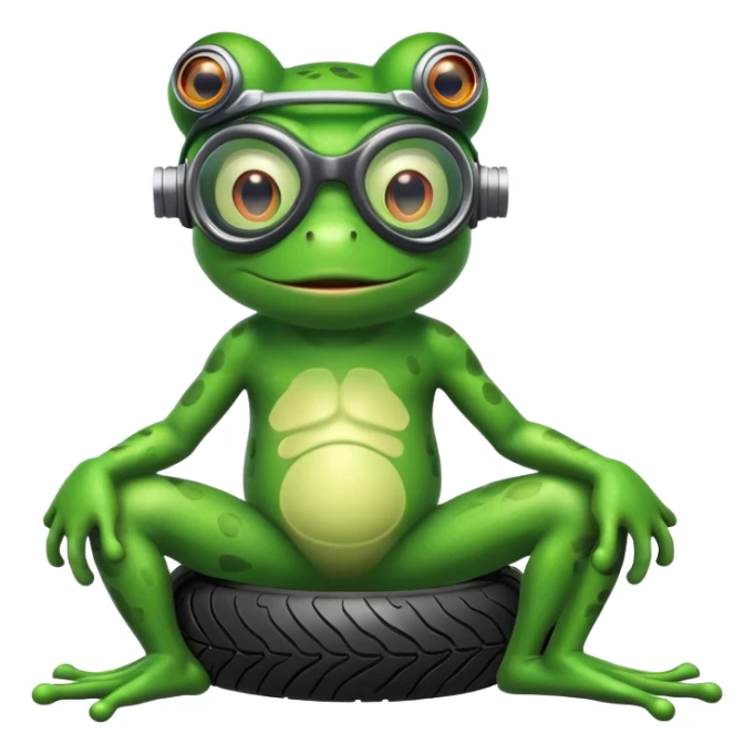 Frog man with tire for abdomen sticker