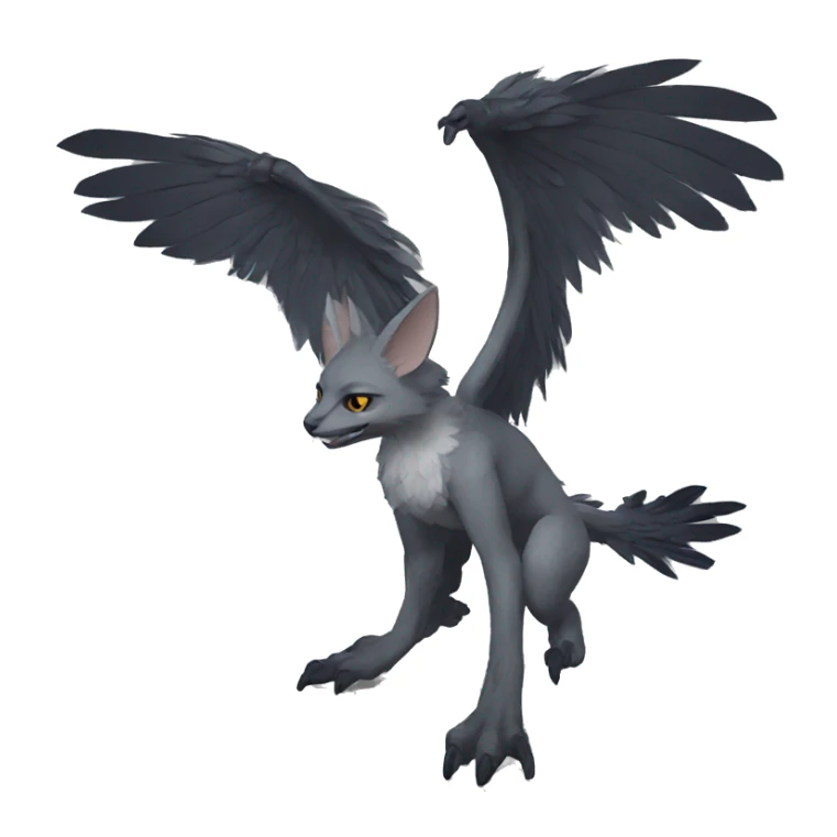 Anthro cool edgy Trico winged animal hybrid full body sticker