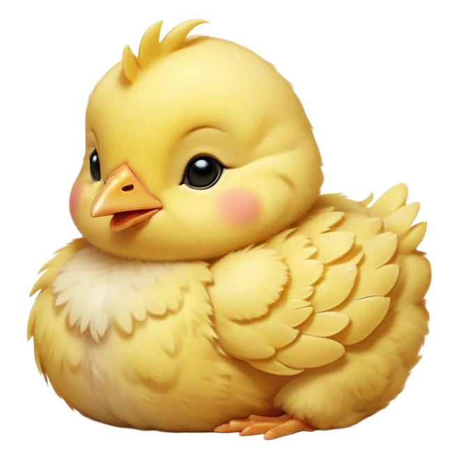 Meme-Worthy Cute Sleeping Yellow Baby Chicken Portrait Emoji, Head resting peacefully with a contented smile, showcasing a delightfully tiny build and a luxuriously soft bright yellow downy coat, eyes shut in a serene, restful nap, Simplified yet hilariously adorable features, highly detailed, glowing with a soft, drowsy light, high shine, relaxed and utterly lovable, stylized with an air of playful laziness, bright and heartwarming, soft glowing outline, capturing the essence of a comically sleepy chick, so meme-worthy it feels like it could instantly become the next viral sensation of adorable slumber! sticker