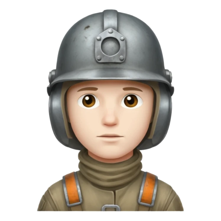 young man wearing steel helmet sticker