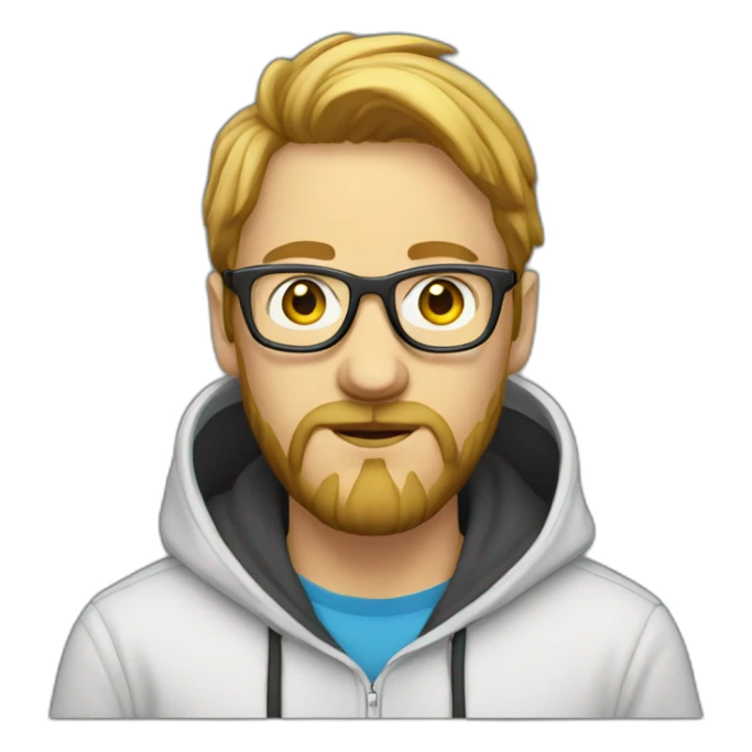 white hacker in the hoodie with nerd glasses and beard sticker