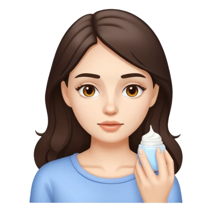 white brunette girl applying cream on face sticker
