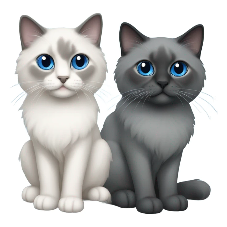 Two Blue point ragdoll cats with short length hair, with blue eyes, dark face  sticker
