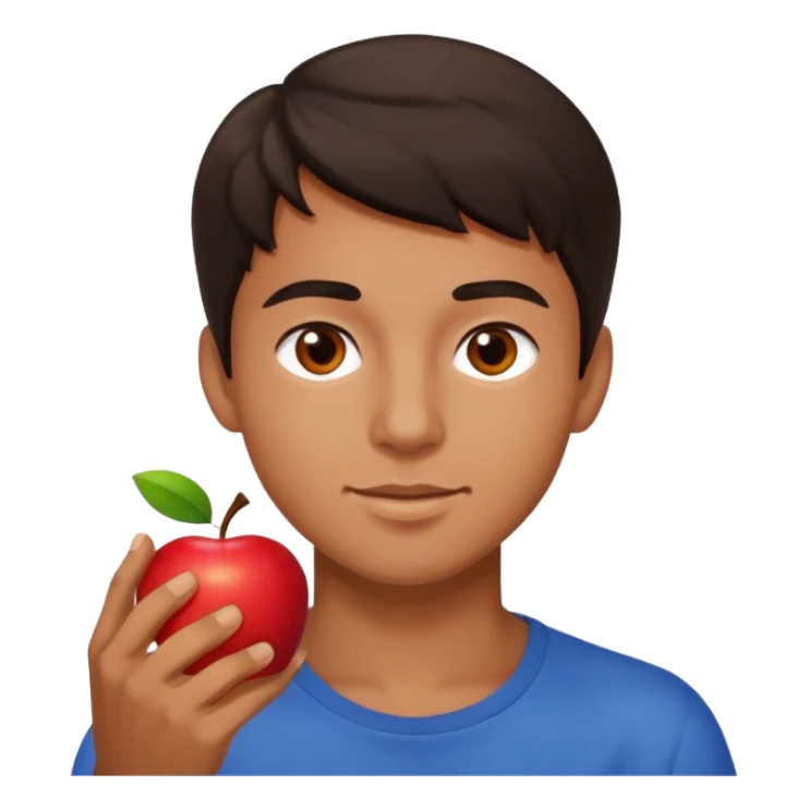 I want you to create an emoji of a spanish sergeant,  He should be a young guy with dark brown hair, brown eyes, his skin color like he’s tan and he’s eating an apple  sticker