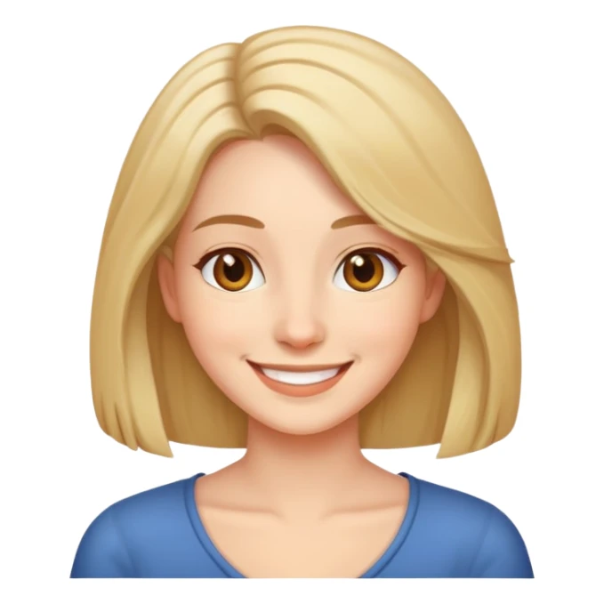 A woman with shoulder length hair, smiling warmly sticker