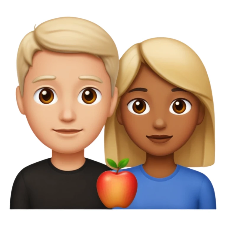 close up of two people in conversation, apple emoji style sticker
