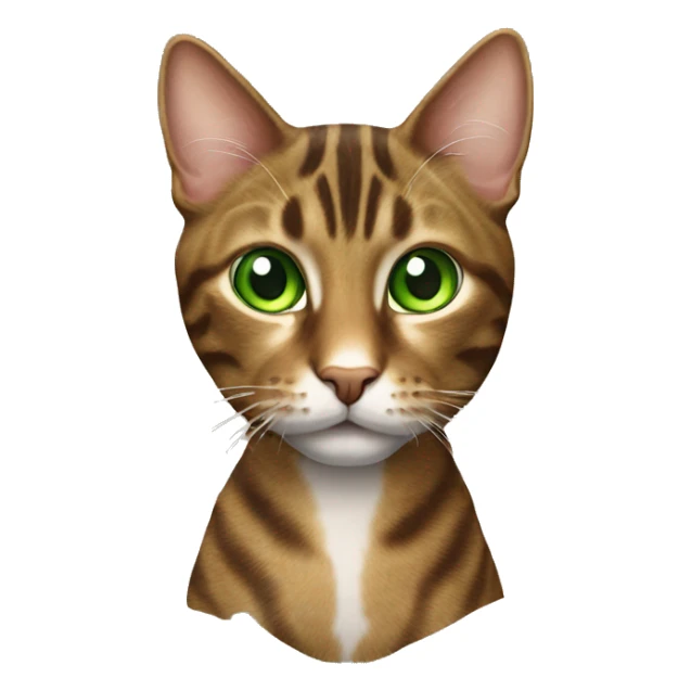 Realistic, green eye, brown tabby cat whole body sticker