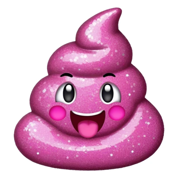original poop rmoji pink glitter sticker