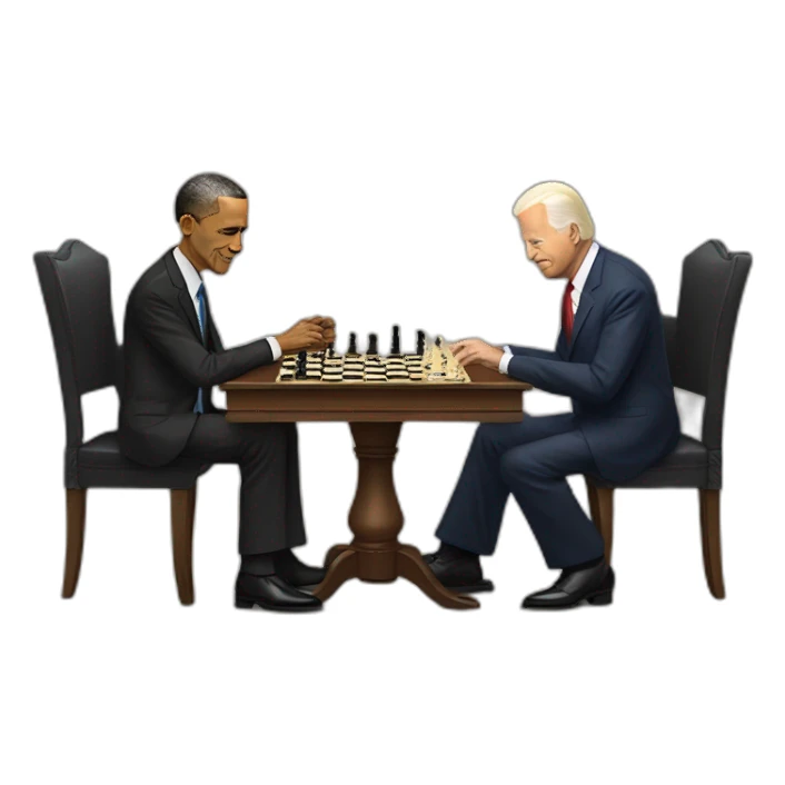 Obama, Donald Trump and Joe Biden playing chess sticker