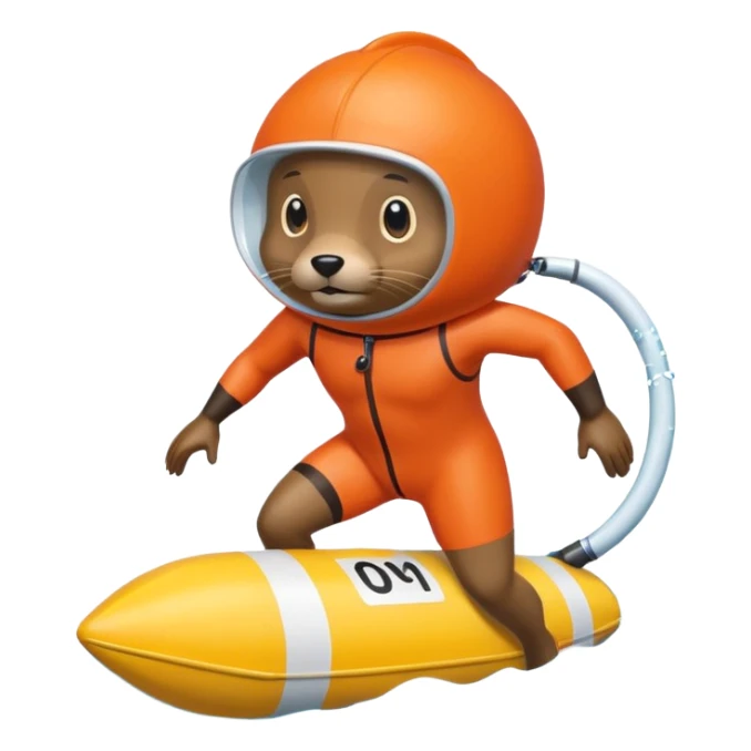 A focused beaver swimmer wearing a racing suit, diving past a floating buoy.


 sticker