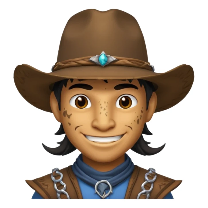i want a dragonborn black with cowboy hat and smirk smile sticker