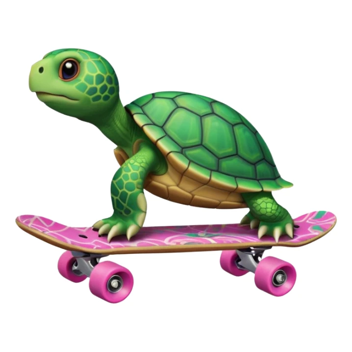 Turtle on a Pink skateboard sticker