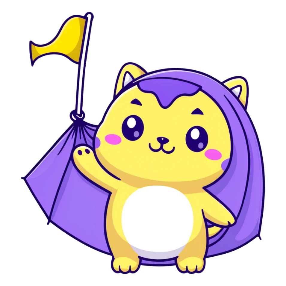 adorable baby slugcat from Rain World with non-binary flag colors yellow, white, purple, and black sticker