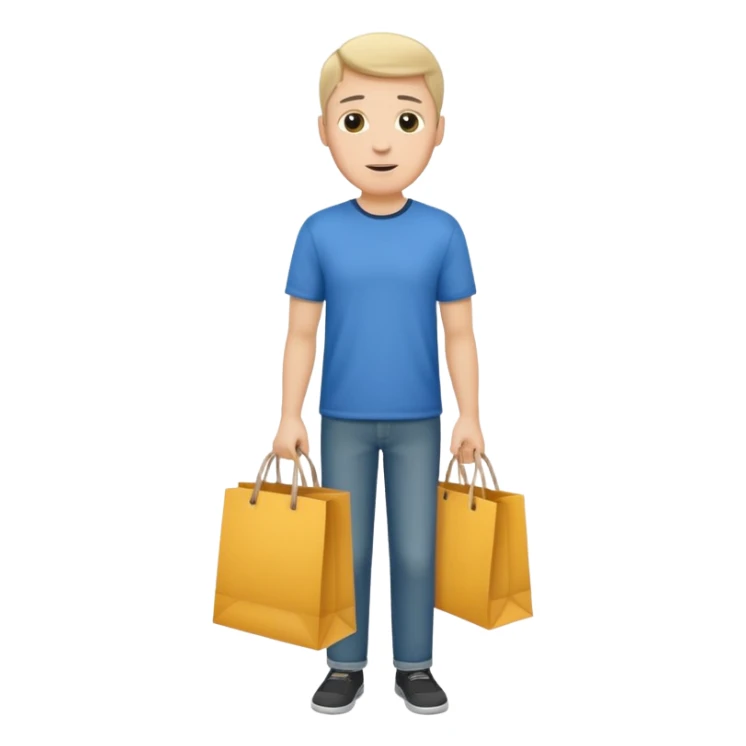 a white man with clothing shopping bag sticker