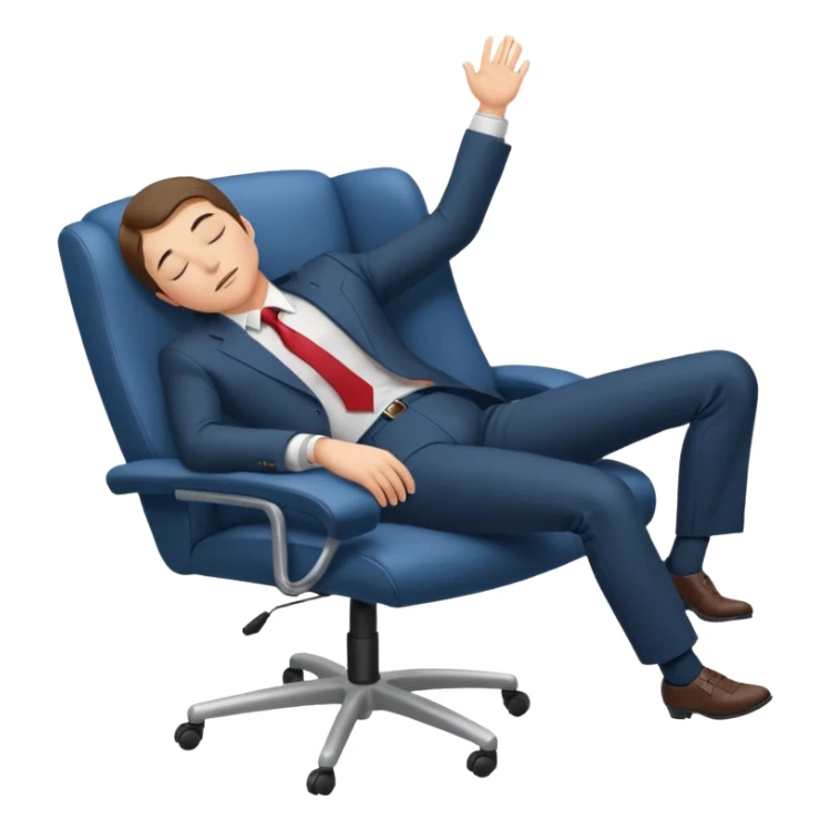 Boss sleeping in a chair with her legs up on the desk sticker