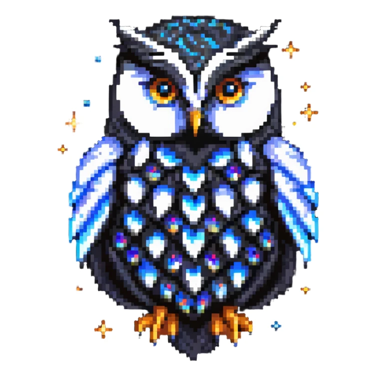 celestial owl with stars and moon motifs sticker