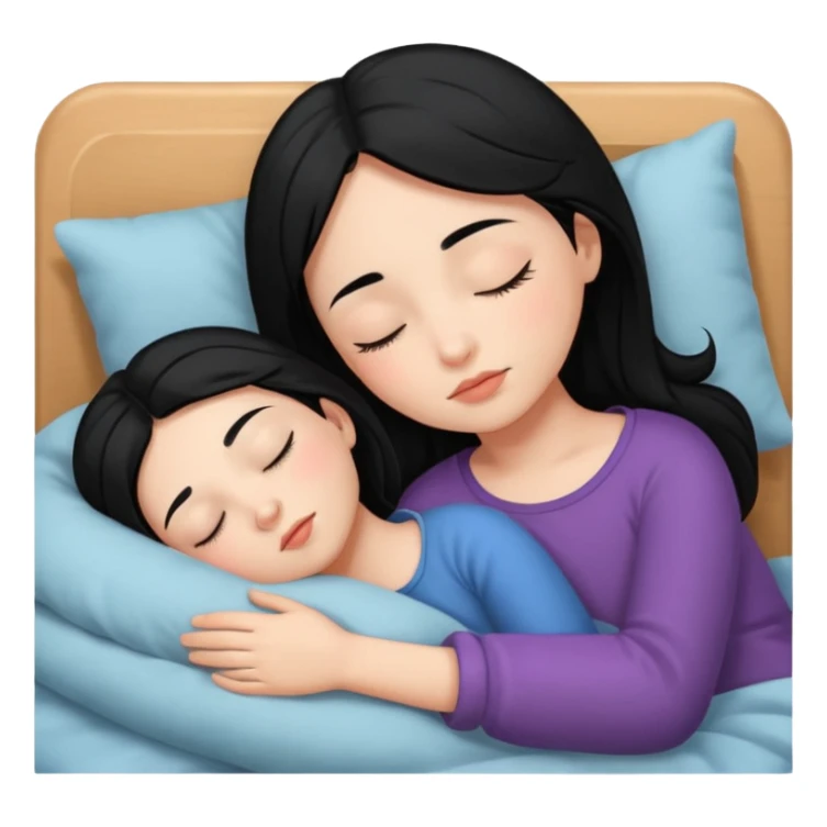 a girl with black hair is sleeping sticker