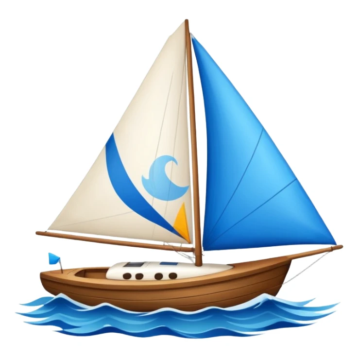 Sailboat – White sail on wooden hull sticker