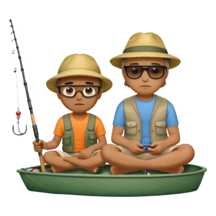 Father and son fishing, sitting bored sticker