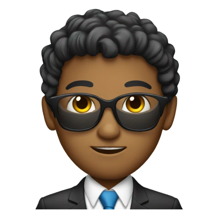 Young businessman wearing sunglasses and a suit sticker