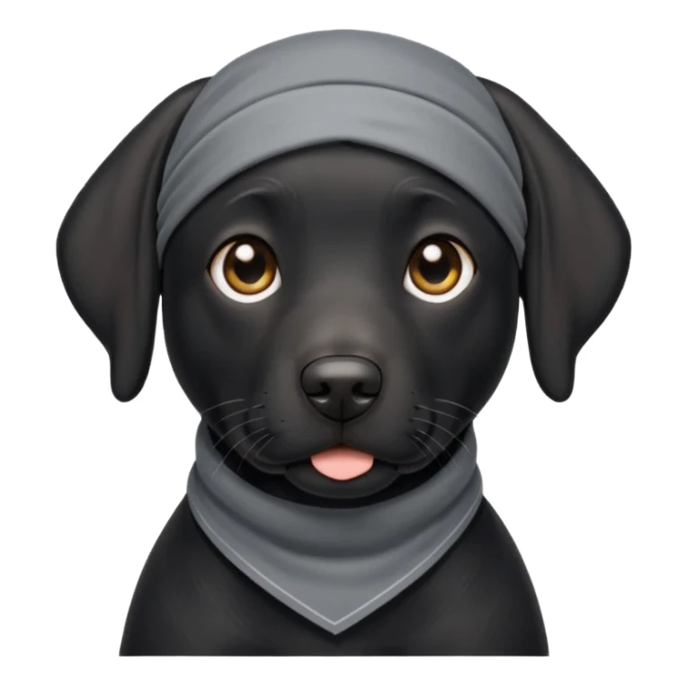Black Lab dog with Grey bandana sticker
