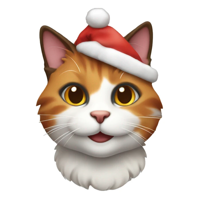 happy calico cat with a christmas hat  sticker