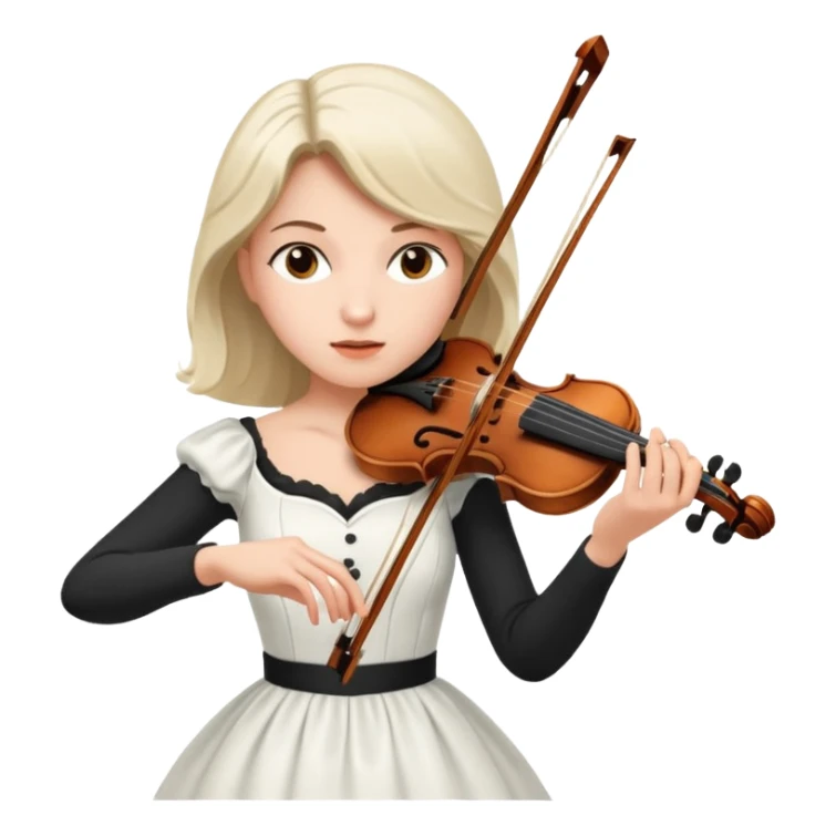 woman playing violin with white dress sticker