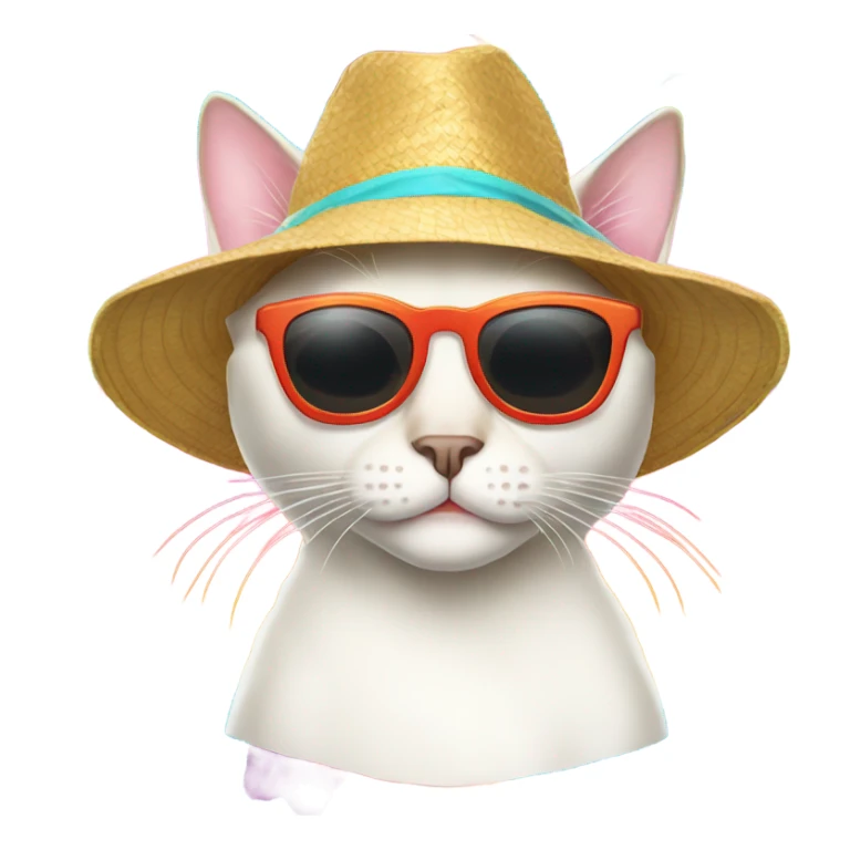 White siamese cat in cool beach outfit sticker