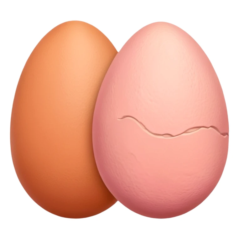 two skin tone peachy beige-pink egg shaped balls/spheres, both same size and same color, add a wrinkly skin texture to both.  sticker