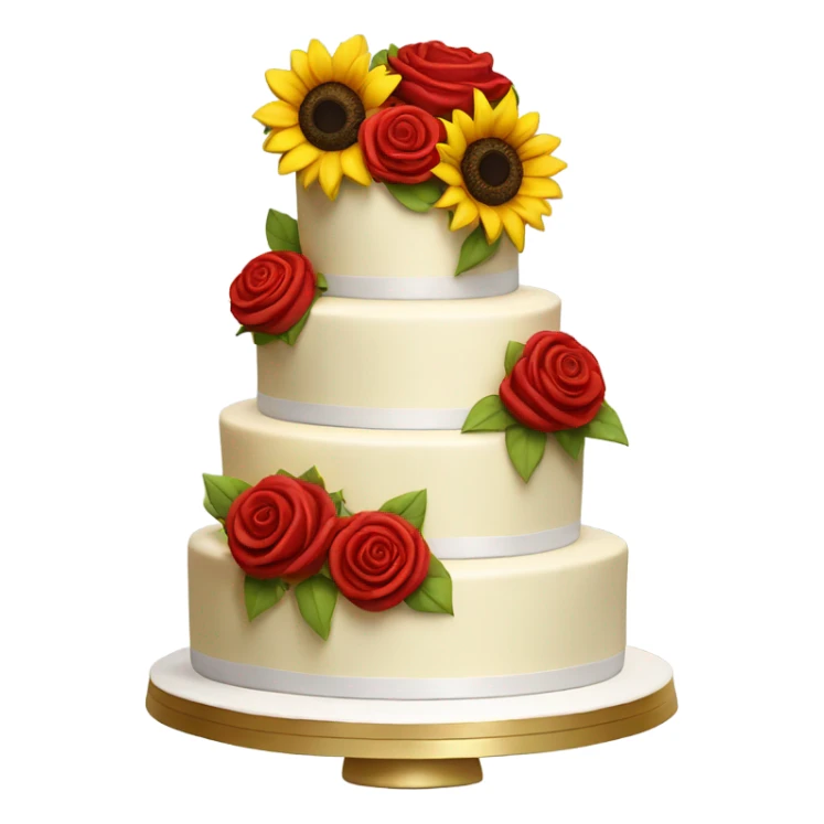 a wedding cake with sunflowers and roses  sticker