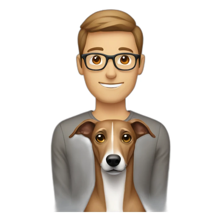Brown Greyhound with man light Brown Hair and glasses sticker