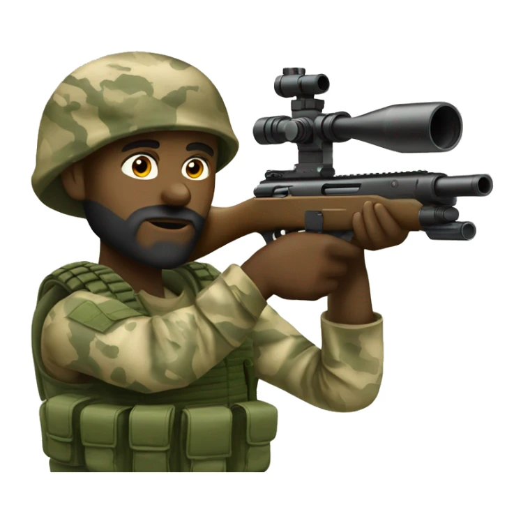 soldier black man with beard aiming sniper camouflage  sticker
