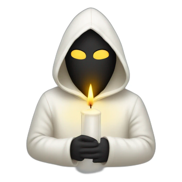 White pointy hooded man with mask holding candle sticker