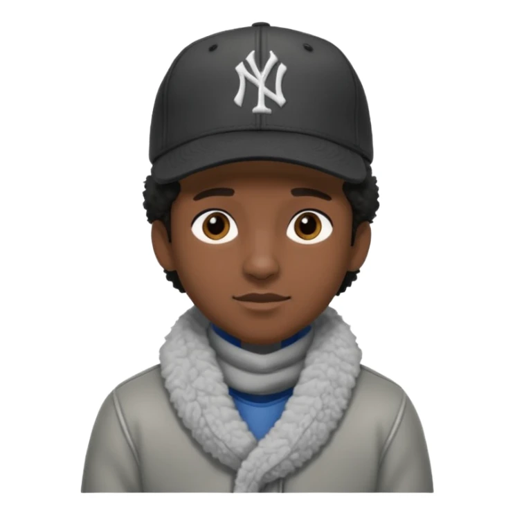 Cappellino New Era New York nero e persona con giubbotto di pecora grigio e anche la lana grigia sticker