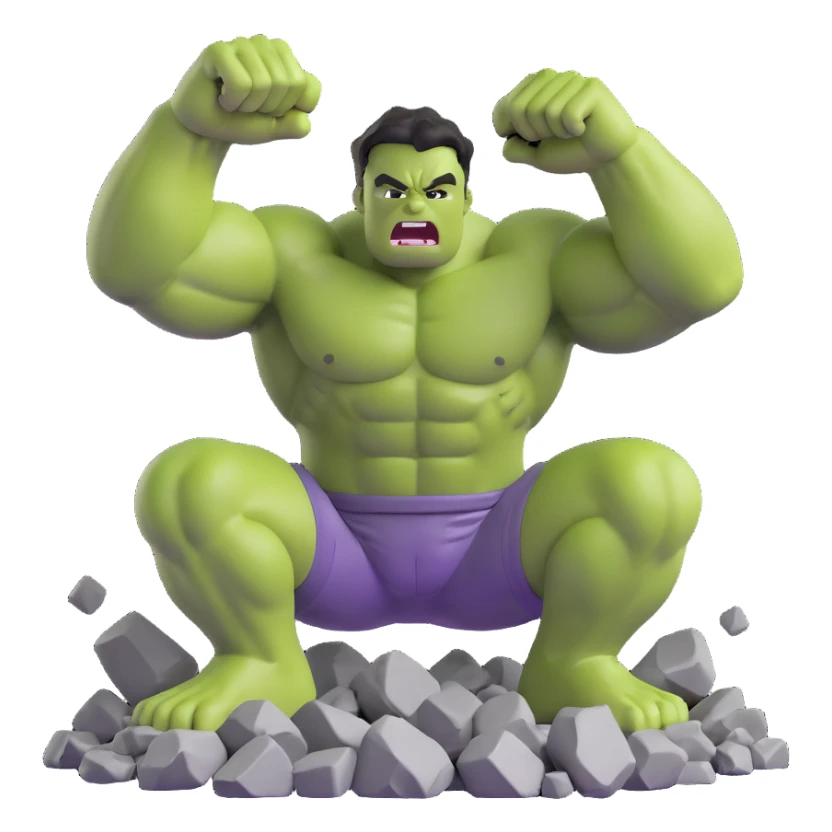 3D emoji of the Hulk, smashing the ground sticker