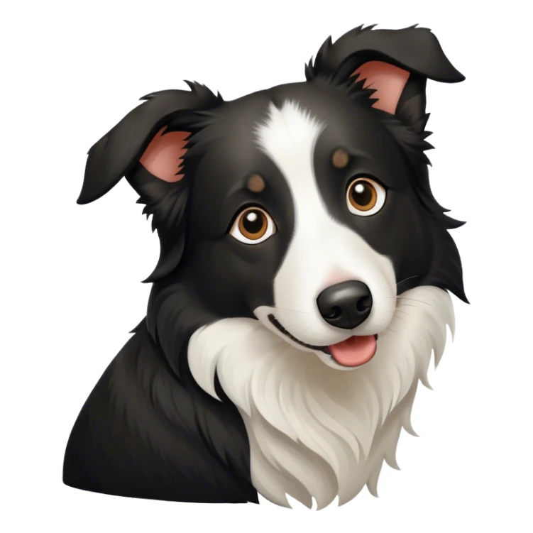 black and white border collie with long nose sticker