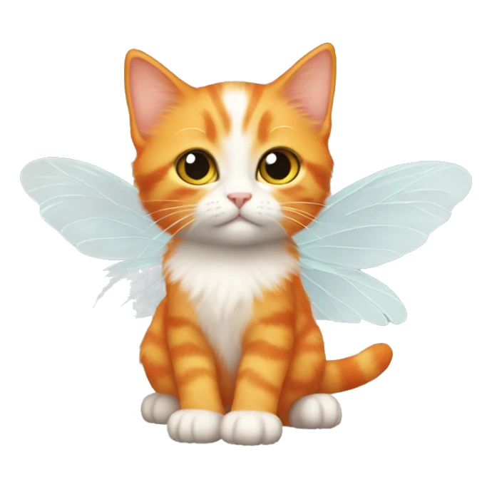 Orange kitten with fairy wings  sticker