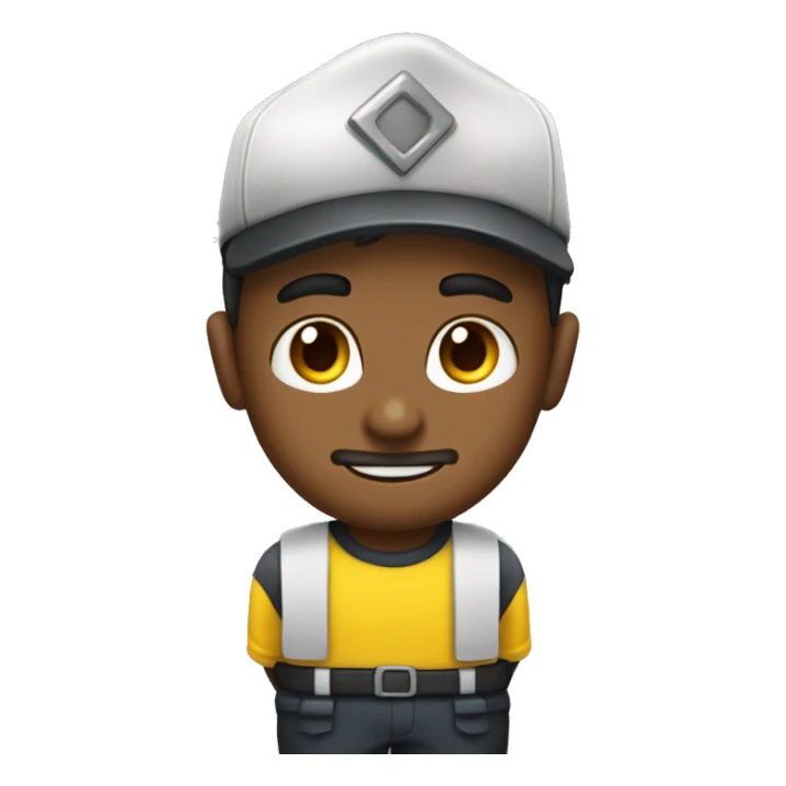 Frefire heroico con camisa amarilla y cubrebocas y gorra sticker