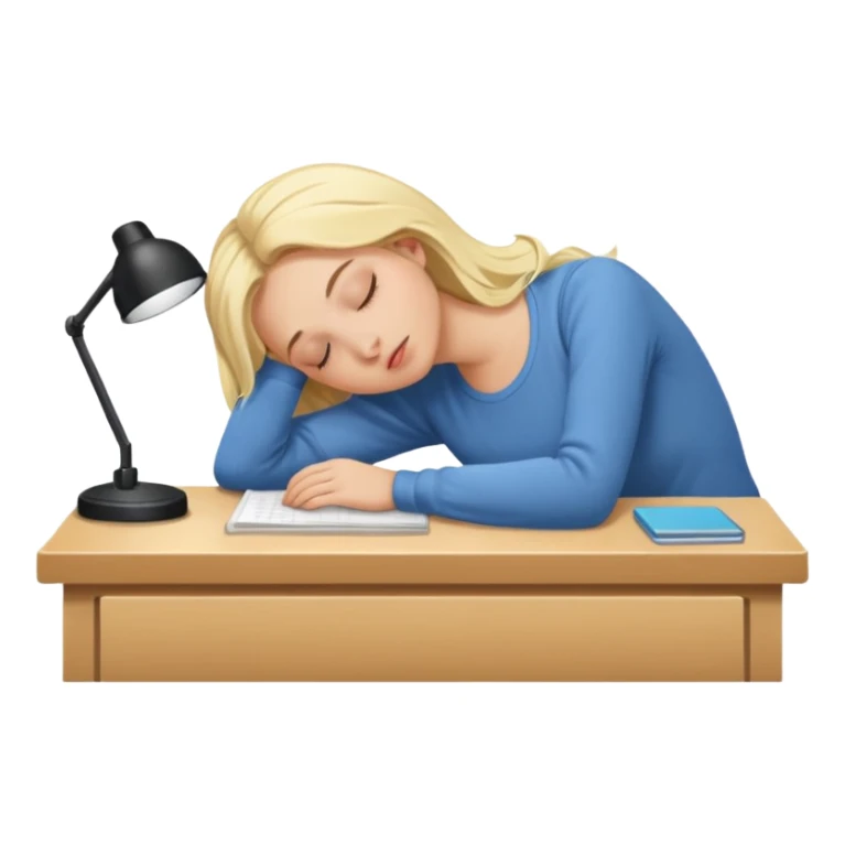 Blonde girl asleep at desk sticker
