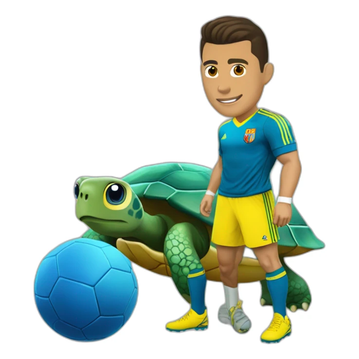 Cristiano Ronaldo sur une tortue bleu et jaune sticker