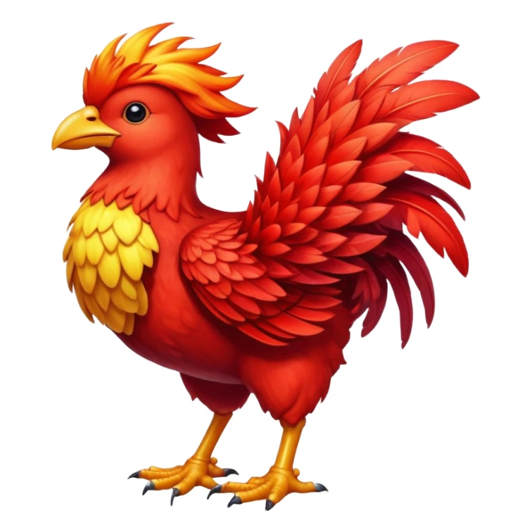 Red chocobo from Final Fantasy, fiery crimson bird sticker