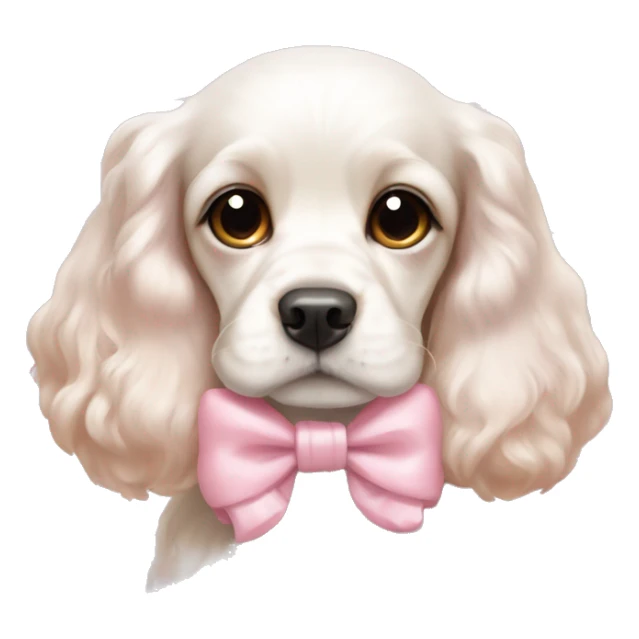 Cute white  cocker spaniel with a baby pink bow  sticker