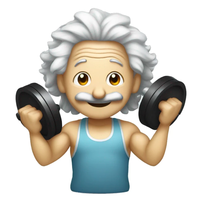 albert einstein happy in the gym with dumbells and headphones sticker
