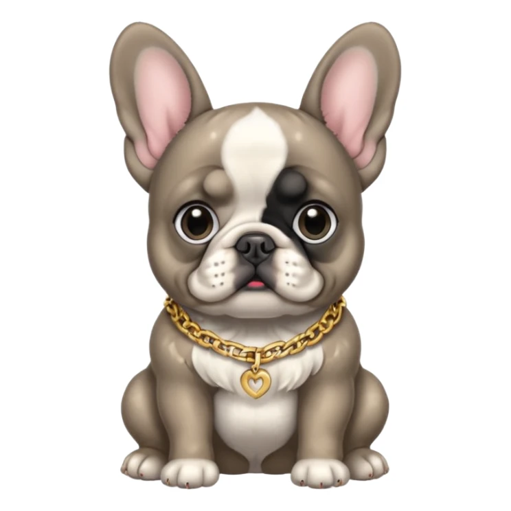 Gray and black Merle blue eyed Frenchie with gold chain sitting sticker