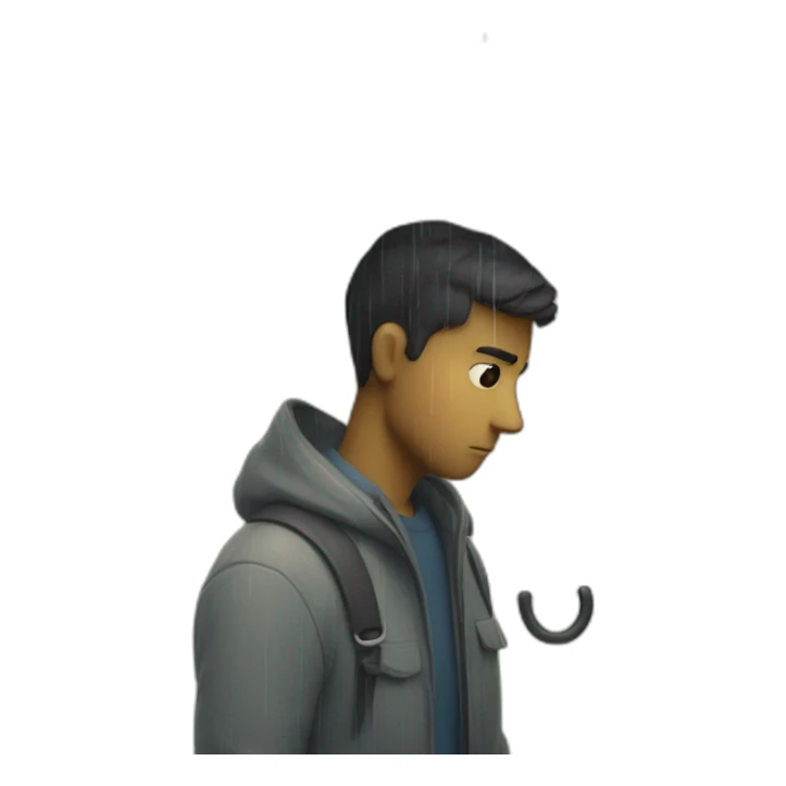 Homme triste sous la pluie sticker