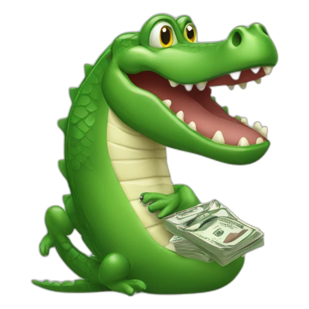cash alligator money dollars sticker