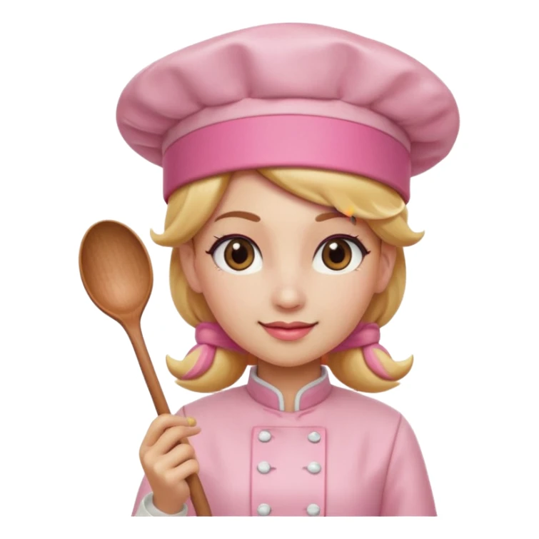 Pink chef hat princess peach with a hand and spoon sticker