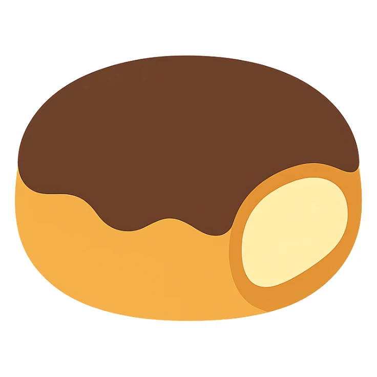 Boston cream donut with custard filling and chocolate glaze on top sticker